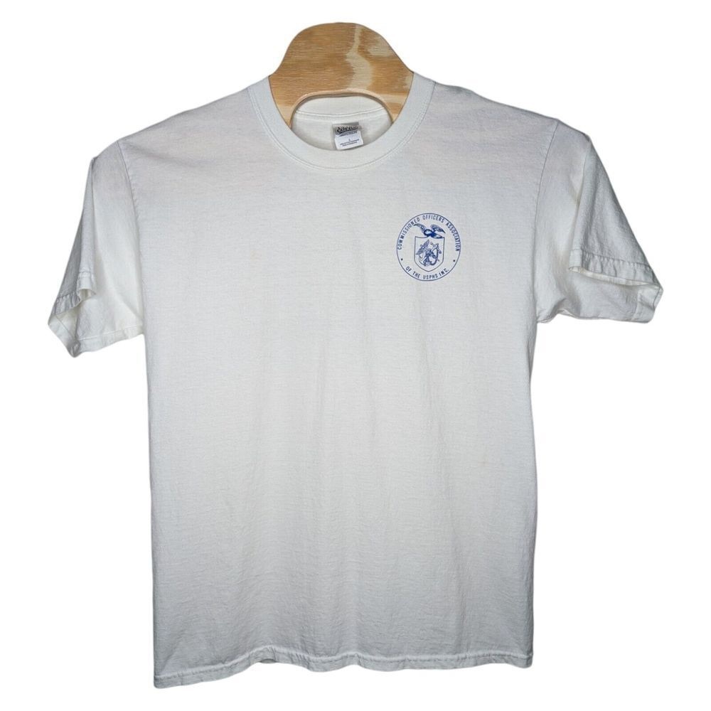 Classic White T-Shirt with Blue Logo